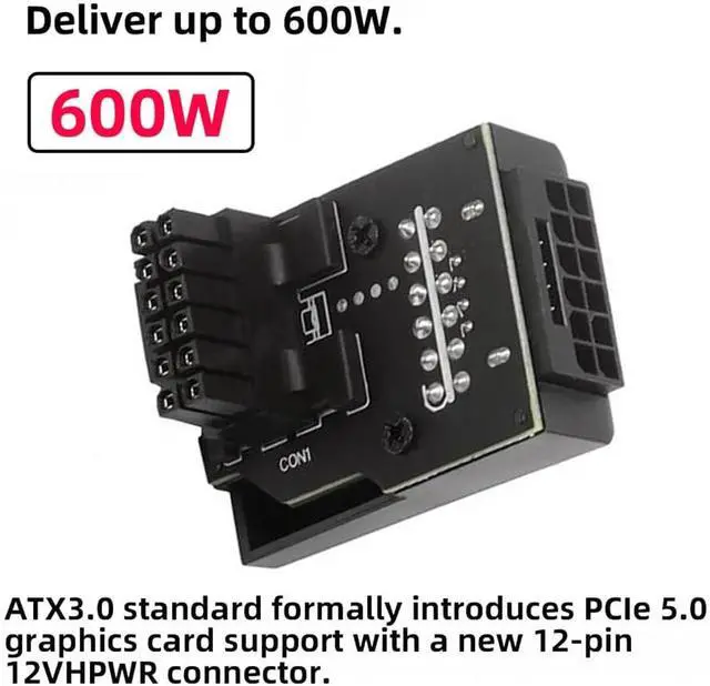 Alt view image 2 of 7 - 12VHPWR ATX3.0 PCI-E 5.0 Power Modular Male to Female Adapter Extension Up Angled 90 Degree for 3080 3090TI PSU 16Pin 12+4P Graphics Card