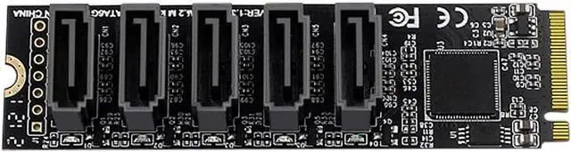 Main image of NGFF NVME M-Key PCI Express to SATA 3.0 6Gbps 5 Ports Adapter Converter Hard Drive Extension Card JMB585 2280