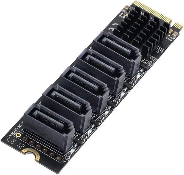 Alt view image 6 of 7 - NGFF NVME M-Key PCI Express to SATA 3.0 6Gbps 5 Ports Adapter Converter Hard Drive Extension Card JMB585 2280