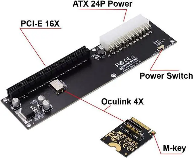 Alt view image 5 of 7 - PCI-E 3.0 M.2 M-Key to Oculink SFF-8612 SFF-8611 Host Adapter for GPD Win Max2 External Graphics Card & SSD