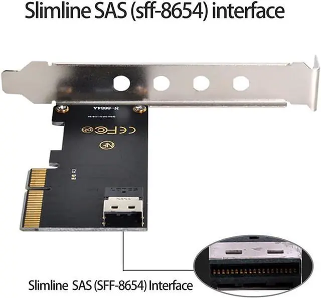 Alt view image 7 of 7 - PCI-E 4X to U.2 U2 Kit SFF-8639 to SFF-8654 Slimline SAS NVME PCIe SSD Adapter for Mainboard