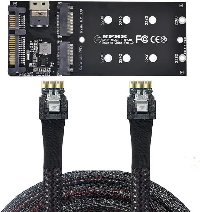 Alt view image 6 of 7 - SFF-8654 Cable & Card U2 Kit NGFF M-Key to Slimline SAS NVME PCIe SSD SATA Adapter for Mainboard