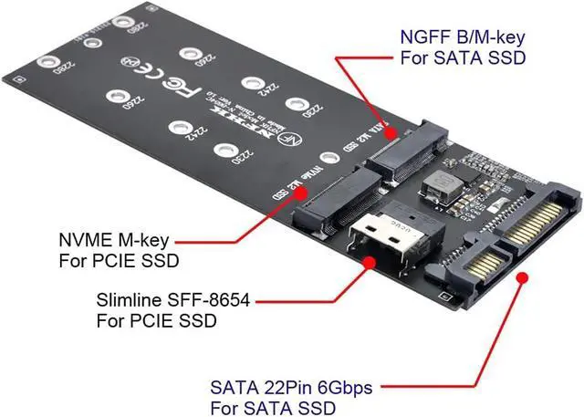 Alt view image 7 of 7 - SFF-8654 Cable & Card U2 Kit NGFF M-Key to Slimline SAS NVME PCIe SSD SATA Adapter for Mainboard