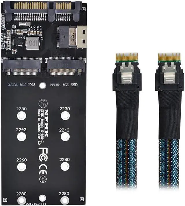 Alt view image 4 of 7 - SFF-8654 Cable & Card U2 Kit NGFF M-Key to Slimline SAS NVME PCIe SSD SATA Adapter for Mainboard