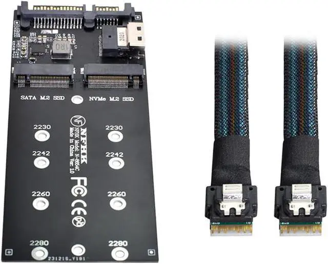 Alt view image 5 of 7 - SFF-8654 Cable & Card U2 Kit NGFF M-Key to Slimline SAS NVME PCIe SSD SATA Adapter for Mainboard