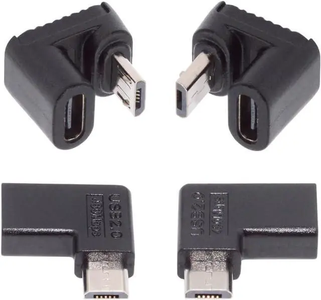 Main image of 4pcs/lot USB-C USB2.0 Type C Female to Micro USB Male Power Data Adapter 90/360 Degree Angled Type