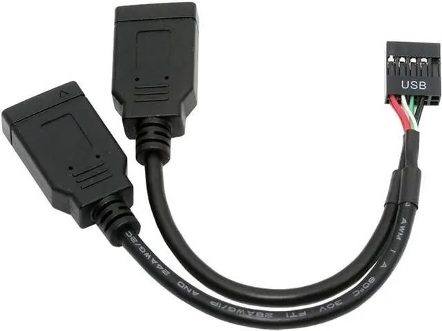 Main image of USB 2.0 9Pin Male 1 to 2 USB 3.1 Type E Key-A Female Front Panel Socket to 9Pin Mainboard Header Extension Cable 0.49FT