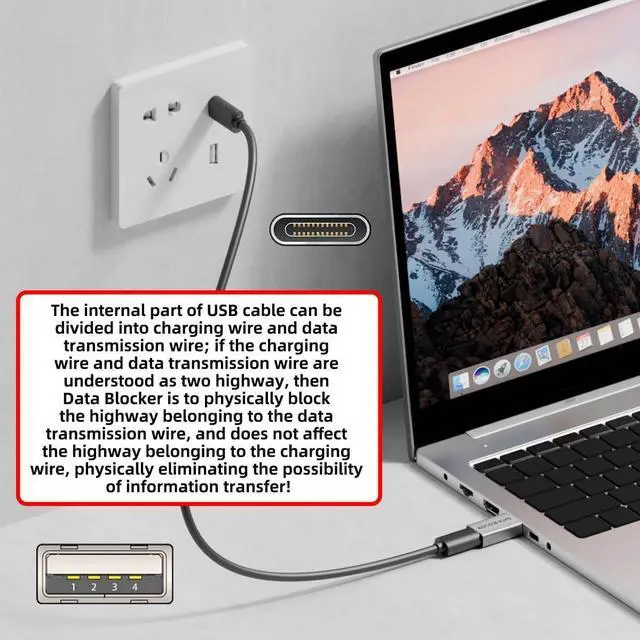 Alt view image 7 of 7 - Adapter 4pcs/Set USB 3.1 Data Blocker Type-A Male Female to USB-C Male Female Elimination Data Protect Against Juice-Jacking Refuse Hacking Adapter Only for Power Charge