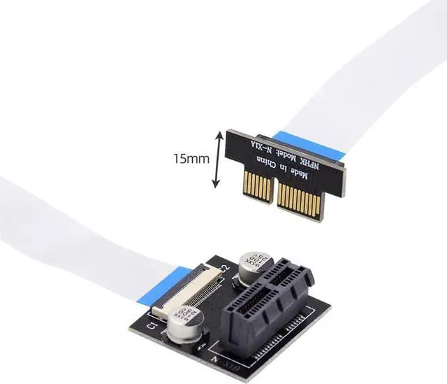 Main image of Low Profile PCI-E Express 1X Slot Riser Card Extender Extension Ribbon Flex Relocate Cable 10cm 90 Degree Angled