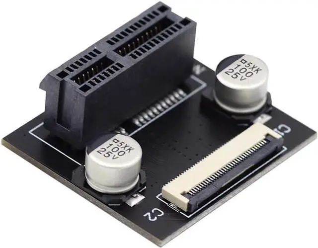 Alt view image 7 of 7 - Low Profile PCI-E Express 1X Slot Riser Card Extender Extension Ribbon Flex Relocate Cable 10cm 90 Degree Angled