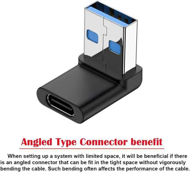 Alt view image 4 of 7 - USB-C Type C Female 90 Degree Down Angled to USB 3.0 A Male Data Adapter for Laptop Desktop