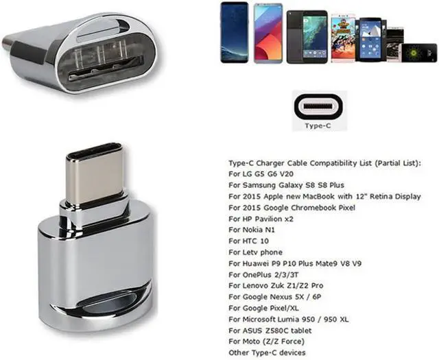 Alt view image 4 of 7 - 2pcs USB 2.0 Type C USB-C to Micro SD SDXC TF Card Reader Adapter for MacBook Cell Phone