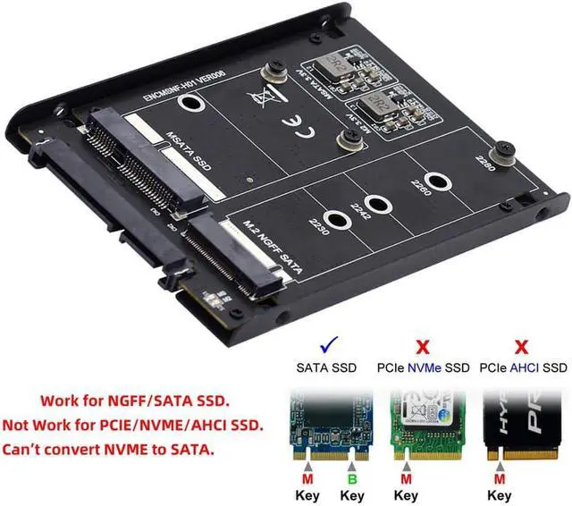 Alt view image 6 of 7 - Dual MSATA NGFF B+M SSD Card JBOD Raid0 Span Bridge to 2.5inch SATA Combo HDD Disk Drive Enclosure