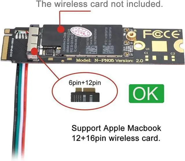Alt view image 4 of 5 - BCM94360CD BCM94360CS BCM943602CS BCM94360CS2 WiFi Card to M.2 NGFF Key-M NVME SSD AdapterV