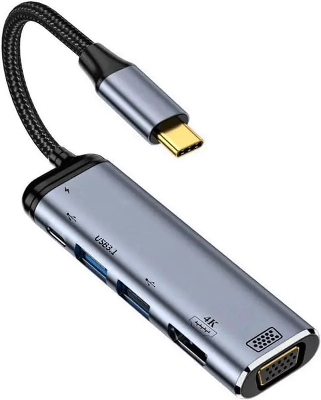 Main image of USB-C Type C to HDMI VGA Dual USB 3.0 HUB Converter HDTV Multiport Adapter 4K 60hz 1080p with Female PD 100W Power Port