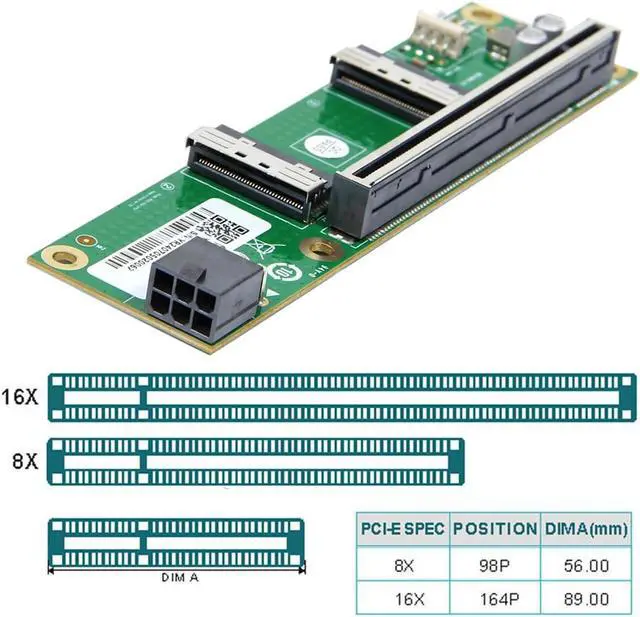Alt view image 5 of 7 - Adapter Dual MCIO 8i Mini Cool Edge IO SFF-TA-1016 to PCIE5.0 PCI-Express 16x VROC Adapter for Mainboard SSD Graphics Card