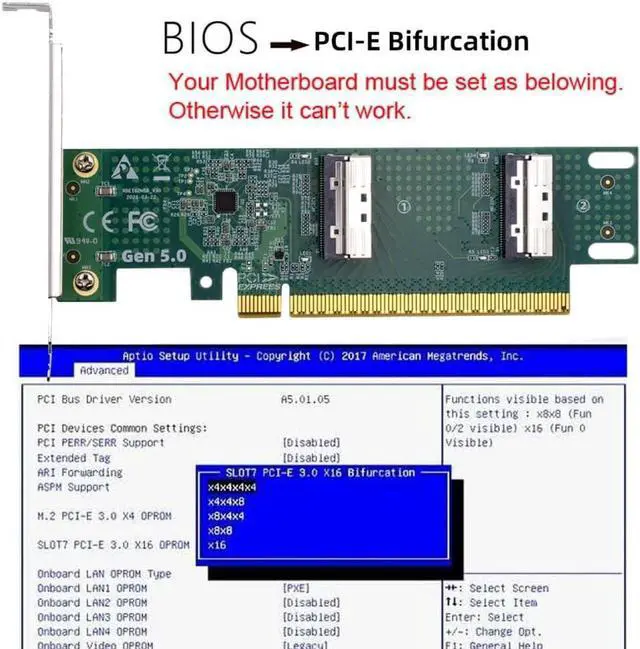 Alt view image 2 of 7 - Adapter PCI-E 5.0 PCI-Express 16x to SFF-TA-1016 Dual MCIO 8i Mini Cool Edge IO VROC Adapter for Mainboard SSD Graphics Card