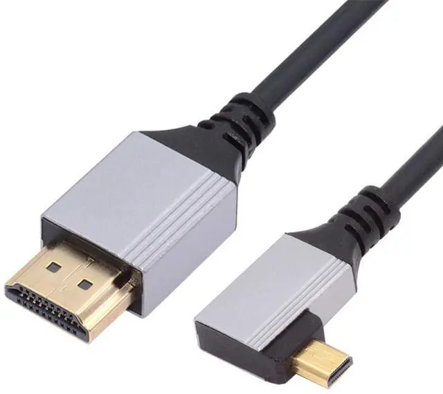 Main image of 90 Degree Right Angled Micro HDMI 2.1 Ultra Thin HDTV Cable 8K 4K Hyper Super Flexible Slim Cord Type-A to Type-D for Camera HDTV 50cm