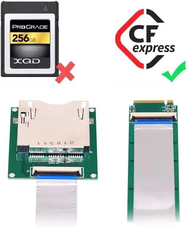 Alt view image 6 of 7 - Adapter for Mainboard NGFF M.2 NVMe to CF Express Extension Cable M2 M-Key for CFE Type-B Support R5 Z6 Z7 Memory Card