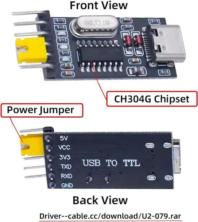 Alt view image 5 of 7 - USB-C Type-C Female to TTL Converter UART STC Module Serial Programmer CH340G CH340 3.3V 5V Adapter Replace PL-2303