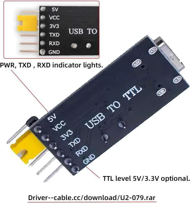 Alt view image 2 of 7 - USB-C Type-C Female to TTL Converter UART STC Module Serial Programmer CH340G CH340 3.3V 5V Adapter Replace PL-2303
