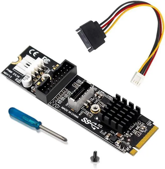 Alt view image 4 of 7 - 5Gbps Type-E USB 3.1 Front Panel Socket & USB 2.0 to NVME NGFF M-Key Express Card VL805 Adapter for Motherboard