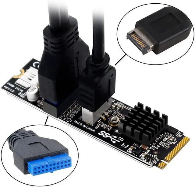 Alt view image 7 of 7 - 5Gbps Type-E USB 3.1 Front Panel Socket & USB 2.0 to NVME NGFF M-Key Express Card VL805 Adapter for Motherboard