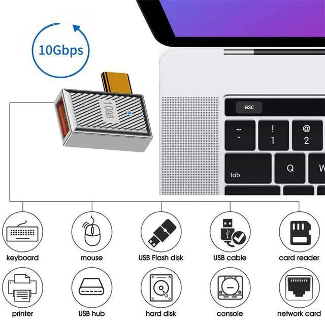 Alt view image 2 of 7 - USB-C USB 3.1 Type C Male to USB 3.0 A Female 10Gbps OTG Data 120W Power Left Right Angled Adapter Alloy Shell Mecha Cyberpunk Style