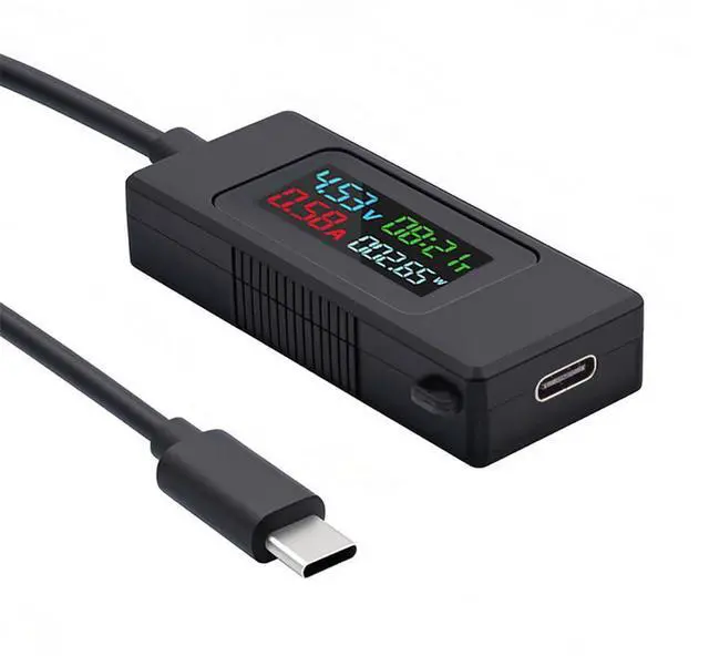 Main image of Adapter Type-C Voltage Current Power Capacity, Working Time Ammeter Voltmeter USB Cable Charger Detector USB-C Tester 4-30V 0-6.5A Digital Multimeter