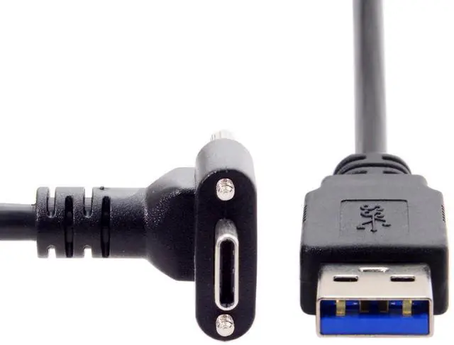 Main image of 90 Degree Up Down Angled Type Screw Locking USB-C to USB 3.0 Data 5Gbps Cable Type-C for VR Camera Laptop