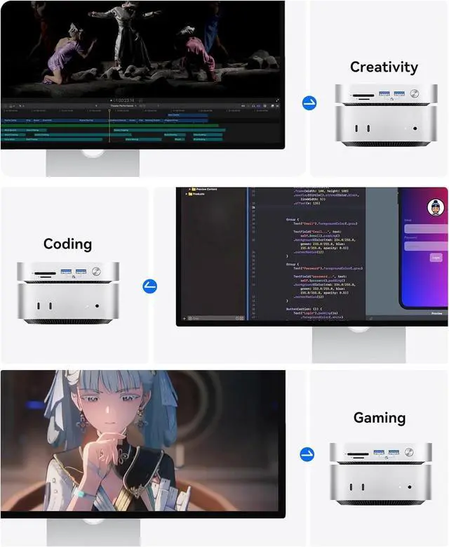 Alt view image 2 of 7 - Minimate M4Max Memory and Docking Station, External SSD Expansion for Mac mini M4, up to 1000MB/s, USB3.2/SD/TF/Audio, Seamless Design