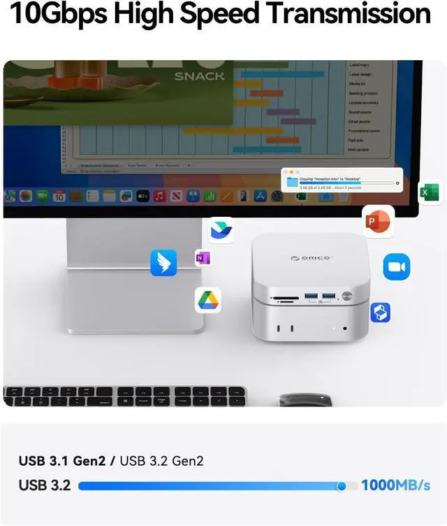 Alt view image 6 of 7 - Minimate M4Max Memory and Docking Station, External SSD Expansion for Mac mini M4, up to 1000MB/s, USB3.2/SD/TF/Audio, Seamless Design