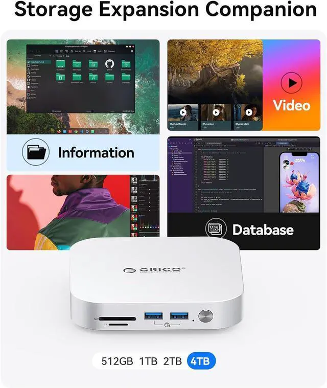 Alt view image 4 of 7 - Minimate M4Max Memory and Docking Station, External SSD Expansion for Mac mini M4, up to 1000MB/s, USB3.2/SD/TF/Audio, Seamless Design