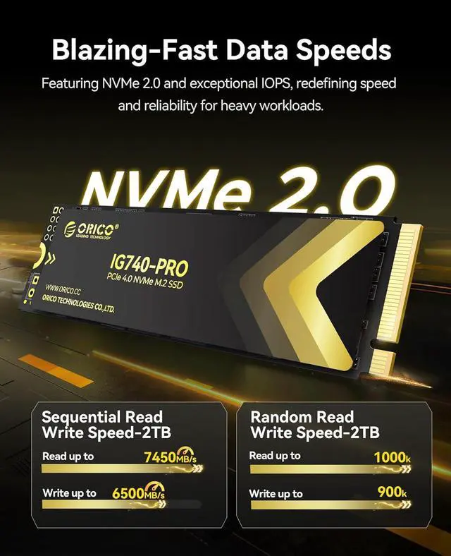 Alt view image 7 of 7 - IG740PRO M.2 NVMe SSD 7450MB/s Read 6500MB/s Write PCIe 4.0 SSD M2 Con TLC 3D NAND e Dissipatore Innovativo, via PC, Laptop and PS5