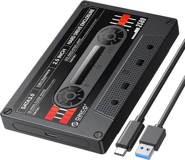 Main image of Tape-Retro 2.5 Inch USB3.1 to SATA Hard Drive Adapter for 7/9.5 mm SSD Hard Drive, Supports UASP and Capacity up to 6TB, Black (2580C3-V1-BK)