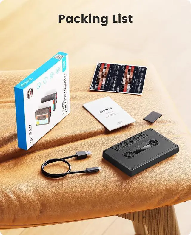 Alt view image 5 of 7 - Tape-Retro 2.5 Inch USB3.1 to SATA Hard Drive Adapter for 7/9.5 mm SSD Hard Drive, Supports UASP and Capacity up to 6TB, Black (2580C3-V1-BK)