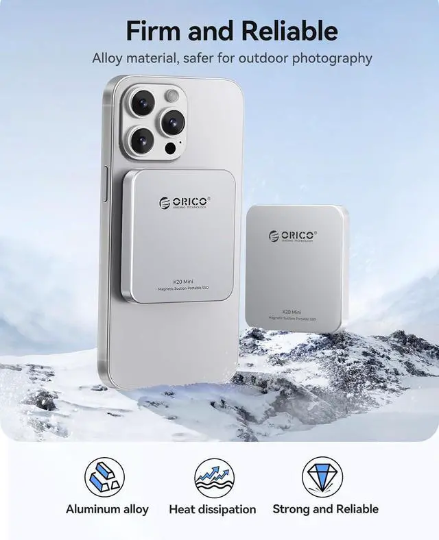 Alt view image 2 of 7 - 2TB Magnetic External SSD up to 2000MB/s, ProRes HDR 4K Record & Storage, Portable SSD Only Compatible with iPhone 15/16 Series, Smartphone, Computer with Type-C Port