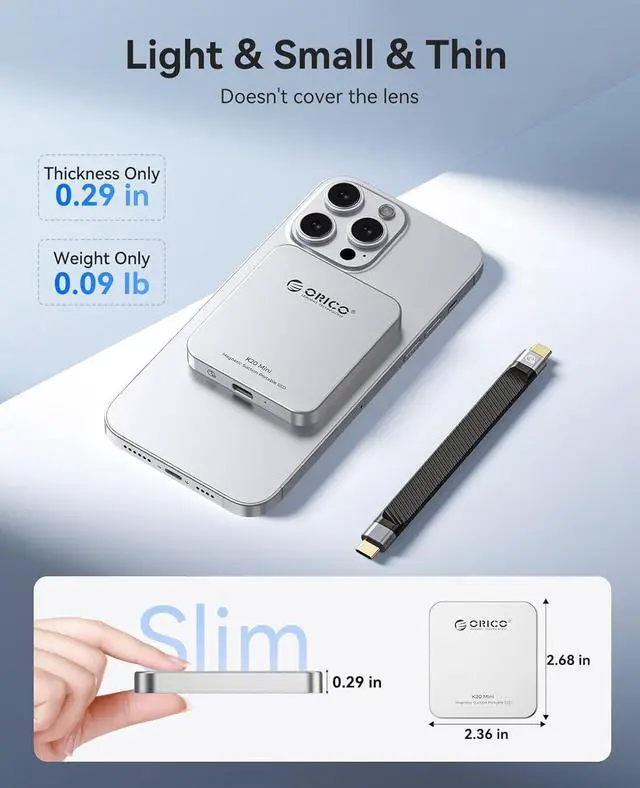 Alt view image 4 of 7 - 2TB Magnetic External SSD up to 2000MB/s, ProRes HDR 4K Record & Storage, Portable SSD Only Compatible with iPhone 15/16 Series, Smartphone, Computer with Type-C Port