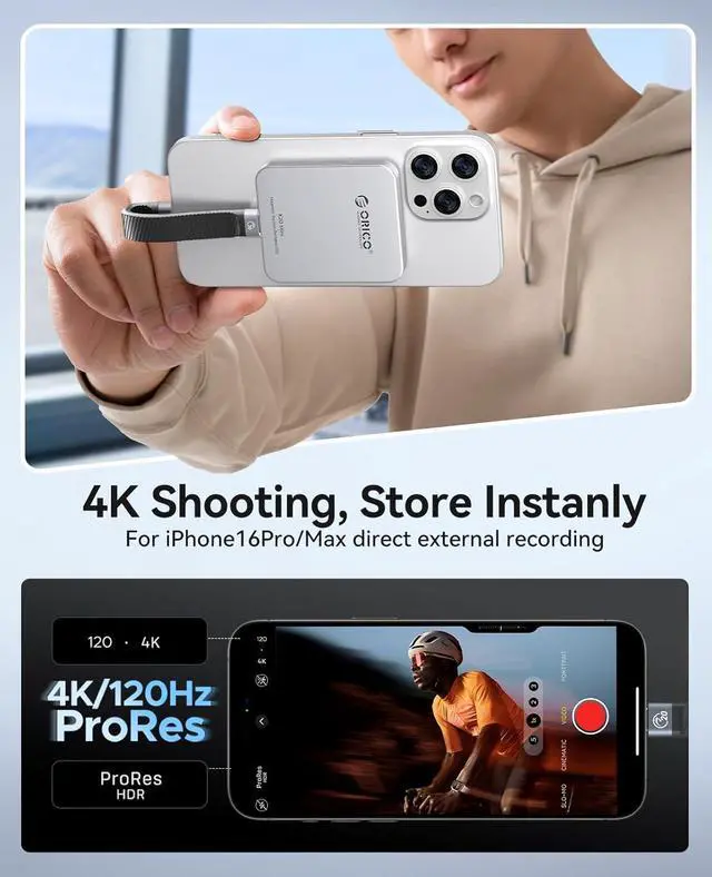 Alt view image 6 of 7 - 2TB Magnetic External SSD up to 2000MB/s, ProRes HDR 4K Record & Storage, Portable SSD Only Compatible with iPhone 15/16 Series, Smartphone, Computer with Type-C Port