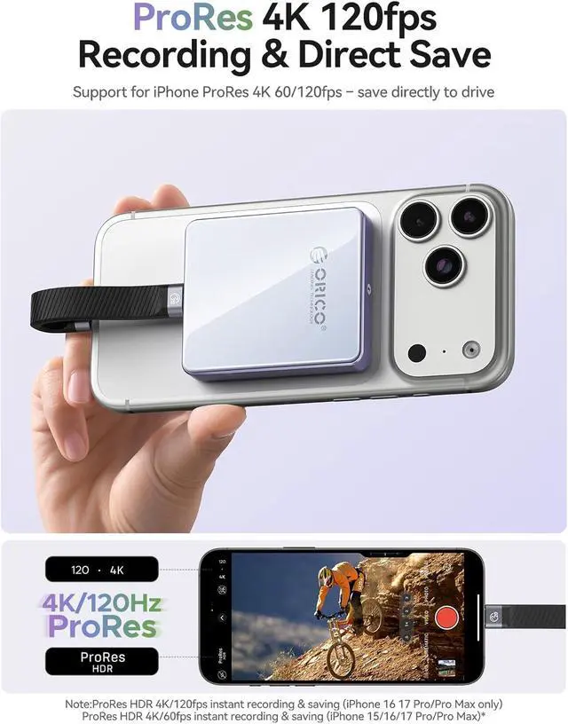 Alt view image 6 of 7 - 2230/2242 M.2 NVMe SSD Enclosure with Magnetic Kit, 10Gbps USB 3.2 Gen 2 NVMe Adapter with Protective Case and Lanyard, PD 100W up to 2TB Compatible with iPhone 15 16 Pro/Pro Max ProRes