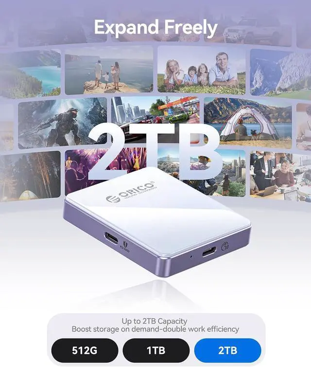 Alt view image 3 of 7 - 2230/2242 M.2 NVMe SSD Enclosure with Magnetic Kit, 10Gbps USB 3.2 Gen 2 NVMe Adapter with Protective Case and Lanyard, PD 100W up to 2TB Compatible with iPhone 15 16 Pro/Pro Max ProRes