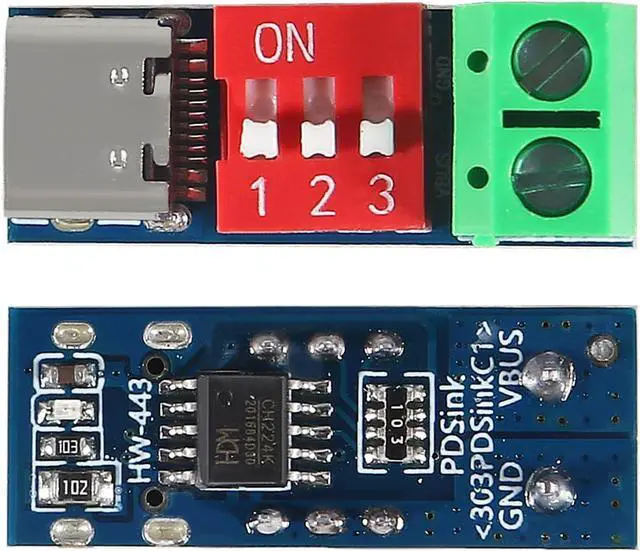 Alt view image 2 of 7 - 10PCS USB-C PD Trigger Board Module PD/QC Decoy Board Fast Charge USB Type-c to 5V9V12V20V High Speed Charger Power Delivery Boost Module with Screw Terminal