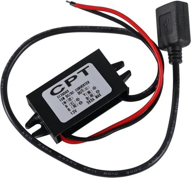 Alt view image 5 of 7 - 3Pack 12V DC to 5V 3A USB Female Converter Adapter Buck Module Regulator Car Power Converter