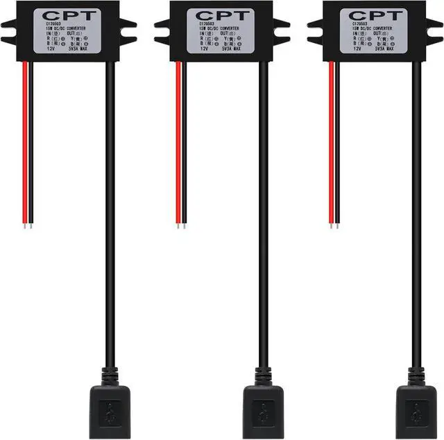 Main image of 3Pack 12V DC to 5V 3A USB Female Converter Adapter Buck Module Regulator Car Power Converter