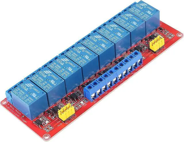 Alt view image 4 of 7 - 2PCS 12V Relay Module With Optocoupler Isolation - High and Low Level Trigger - Red Board (8 Channel)