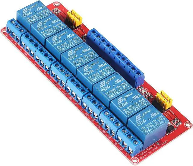 Alt view image 6 of 7 - 2PCS 12V Relay Module With Optocoupler Isolation - High and Low Level Trigger - Red Board (8 Channel)