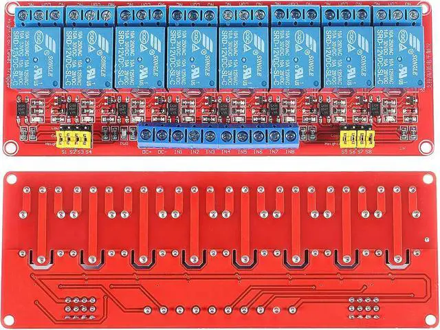 Alt view image 5 of 7 - 2PCS 12V Relay Module With Optocoupler Isolation - High and Low Level Trigger - Red Board (8 Channel)