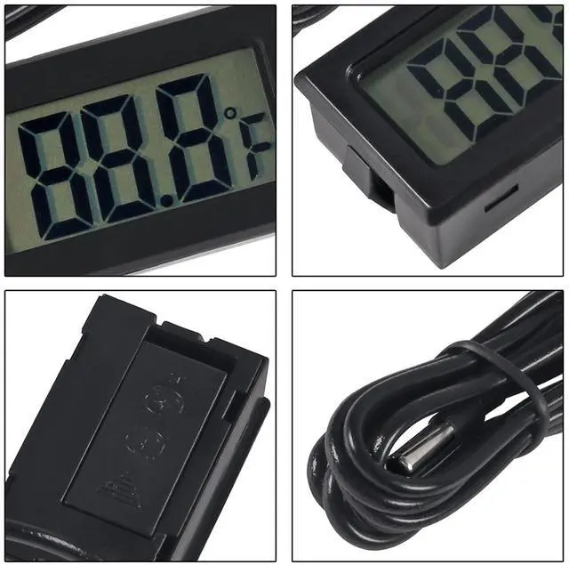 Alt view image 6 of 7 - 6-Pack TPM-10 Fahrenheit() Digital Thermometer Wired for Car Greenhouse Indicator Indoor Room Freezer Refrigerator Aquarium with 1M Waterproof NTC Probe (Black)