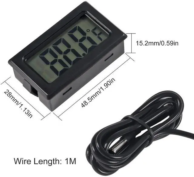Alt view image 3 of 7 - 6-Pack TPM-10 Fahrenheit() Digital Thermometer Wired for Car Greenhouse Indicator Indoor Room Freezer Refrigerator Aquarium with 1M Waterproof NTC Probe (Black)