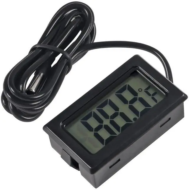 Alt view image 2 of 7 - 6-Pack TPM-10 Fahrenheit() Digital Thermometer Wired for Car Greenhouse Indicator Indoor Room Freezer Refrigerator Aquarium with 1M Waterproof NTC Probe (Black)